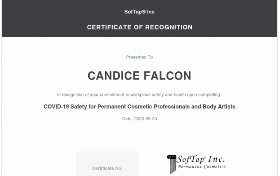 Certificate - Safety for Permanent Cosmetic Professionals and Body Artists